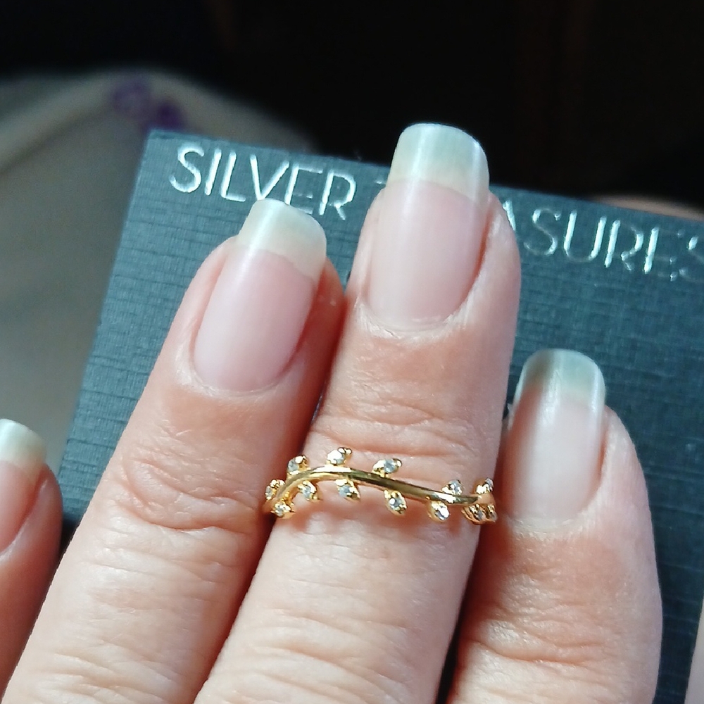Gold Minimalist Stacking Rings with Crystal Detail